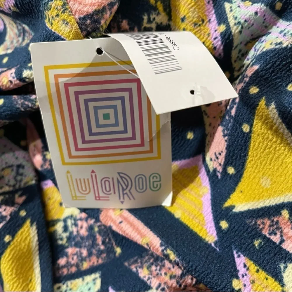 Lula Roe Blue and Yellow Triangle Pattern Skirt